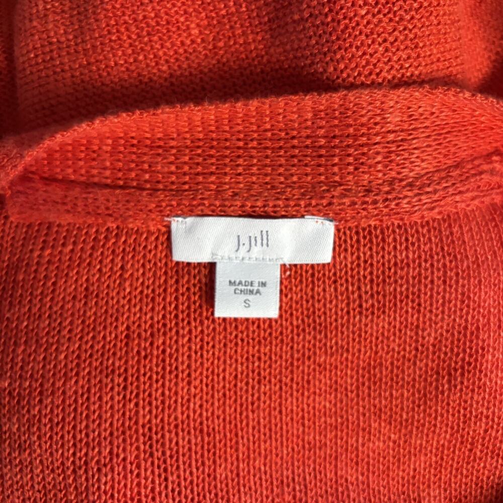 J. JILL Size Small Reddish Orange Linen blend Cardigan One Button Sweater - Picture 5 of 6